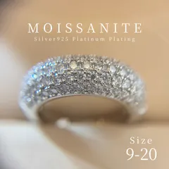 モアサナイト　パヴェハーフエタニティリング　S925プラチナ加工　【PH3833】