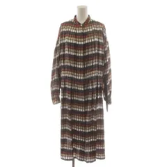 ダックス DAKS ワンピース ロング 長袖 総柄 38 茶 ブラウン 黒 ブラック 白 ホワイト /AN19のサムネイル