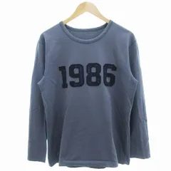 パパス Papas Tシャツ 長袖 カットソー ワッペン 1986 48 M 紺 ネイビー /OU ■GY18のサムネイル