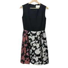 Chesty(チェスティ) ワンピース サイズ1 S レディース - 黒×グレーベージュ×ピンク スクエアネック/ノースリーブ/ひざ丈/花柄/異素材切替