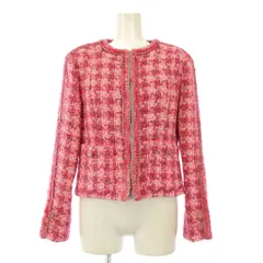 シャネル CHANEL uniform ノーカラージャケット アウター ショート丈 ツイード ココボタン ココマーク ロゴ ウール シルク 36 ピンク /BBのサムネイル