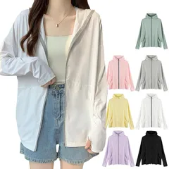 【新品】 ラッシュガード レディース パーカー 接触冷感 UVカット 水着 体型カバー ラッシュパーカー 長袖 涼しい UPF50+360度紫外線対策 大きいサイズ 通気性 吸汗速乾 フード付き 夏 薄手 可愛い おしゃれ (JP, アルファベット, L, 1