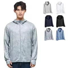【新品】 [Soulhapee] ラッシュガード メンズ uvカット パーカー 涼しい 長袖 ラッシュパーカー 接触冷感 通気性 UPF50+ アウター 夏 フード付き 紫外線対策 0
