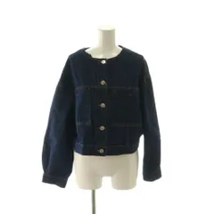 ザラ ZARA ノーカラー デニムジャケット M 青 ブルー /AG ■OS