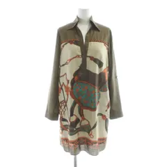 ダイアグラム グレースコンチネンタル Diagram GRACE CONTINENTAL チュニック 36 茶 ブラウン スカーフ柄 長袖 襟付きVネック /AB ■OS