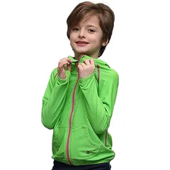 【新品】 [ＺＡＩＤＥＡ] UVカットパーカー ラッシュガード キッズ 長袖 パーカー ジップアップ 男の子 女の子 UVカット ジュニア フード付き 子供 ボーイズ (110cm, グリーン) 1