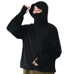 【新品】 [涼活本舗] UVカット パーカー UVカット率99%以上 UPF50＋ 接触冷感 メントール加工 涼しい フード付き ラッシュガード レディース 軽量 薄手 長袖 日焼け防止 紫外線対策 ブラック