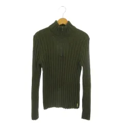 アルマーニ ジーンズ ARMANI JEANS ニット セーター ウール M 緑 グリーン カーキ 長袖 ハーフジップ リブ編み C6W81KO-T6 /AO6 ■GY61のサムネイル
