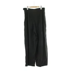 マカフィー MACPHEE トゥモローランド ワイドパンツ 麻 リネン 36 黒 ブラック 無地 長ズボン フルレングス /PP ■GY60