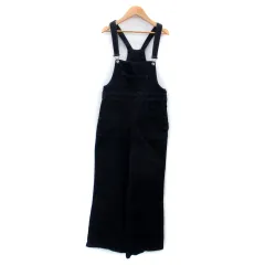 ザラ ベーシック ZARA BASIC デニムサロペット オーバーオール ロング丈 ワイドパンツ L 紺 ネイビー /SY28