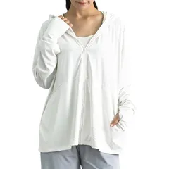 【新品】 [MORE AUNI] ラッシュガード レディース UVカット UPF50+ パーカー 長袖 ミドル丈 トップス ジップアップ サマーパーカー フード つば付き 日焼け対策 接触冷感 軽量 速乾 通気性 体型カバー 紫外線対策 水泳 スイミング  1