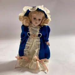 ★ ビスクドール フランス人形 ハンドメイド アンティーク 青いドレス  約22cm 現状品