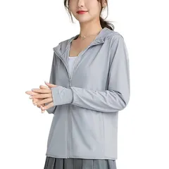 【新品】 [Nesseo] ラッシュガード レディース 長袖 パーカー 水着 ラッシュパーカー オーバーウェア 大きいサイズ 冷感 フード付き 日焼け対策 UPF50+ UVカット 夏服 海 アウター シンプル 2088W-gr-M 0