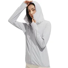 【新品】 [Nesseo] ラッシュガード ラッシュパーカー レディース 水着 長袖 パーカー オーバーウェア 冷感 フード付き 取り外し可能つば/首ひも 日焼け対策 UPF50+ UVカット夏服 海 アウター シンプル 9108W-lgr-L 0