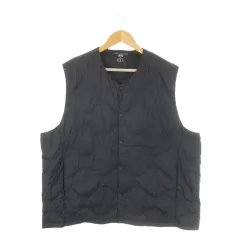 ユニクロ UNIQLO ULTRA LIGHT DOWN ダウンベスト ジャケット 上着 4XL 黒 ブラック キルティング Vネック 袖なし /CK10 ■ECD001