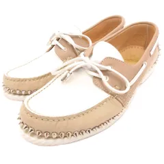クリスチャンルブタン Christian louboutin 1140369 デッキシューズ スリッポン スタッズ レザー 42.5 白 ホワイト ベージュ /JS ■GY18のサムネイル