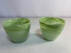 ガラス製　マーブル模様　カップ2個