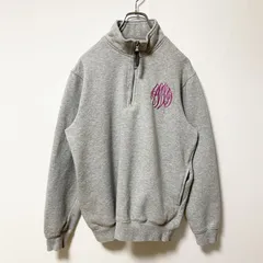 古着 used　CHARLESRIVER　長袖ハーフジップスウェット　トレーナー　ワンポイントロゴ刺　グレー　レトロデザイン