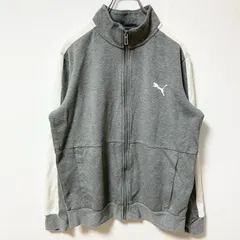 古着 used　puma プーマ　長袖ジップアップスウェット　トレーナー　ワンポイントロゴプリント　グレー　Sサイズ