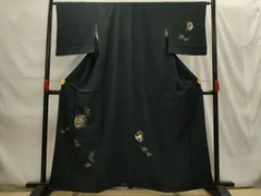 平和屋着物■訪問着　刺繍　雪輪鳥獣花文　黒地　金糸　金彩　正絹　逸品　AABG8242sx