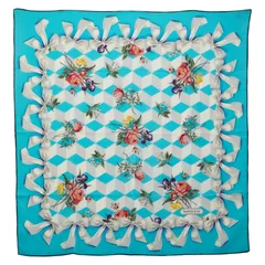 ティファニー 花 リボン 大判 スカーフ ティファニーブルー シルク レディース TIFFANY&Co.【1-0253761】