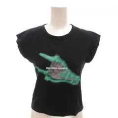 アニエスベー agnes b. Tシャツ カットソー グラフィックプリント キャップスリーブ 1 黒 ブラック /YJ ■GY12