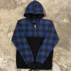 00s montage L/S BLOCK CHECK ZIP-UP HOODED SWEAT モンタージュ 長袖 ブロックチェック ジップアップ パーカー メンズ Mサイズ 古着 ヴィンテージ ストリート ロック 90s 裏原