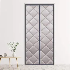 Liveinu コットンカーテン 玄関 ドア用 マグネット暖簾自動で閉まる 間仕切りカーテン 冬 厚い 冷暖房効率UP 省電対策 高断熱 遮光 ドア パネル 冬は暖かい 取り付け簡単 防音 保温 防寒 防水 防風のれん 85x195cm PUレザーグレー 1