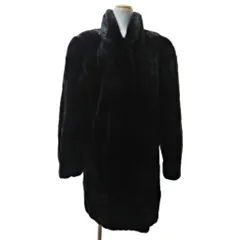 ノーブランド 美品 ミンクファー コート ジャケット 毛皮 ミドル 着丈約89cm 15 こげ茶 0227 IBO90