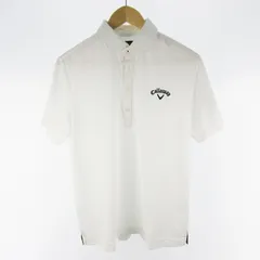 キャロウェイ CALLAWAY L ポロシャツ 半袖 ロゴ 刺繍 総柄 型押し ホワイト 白 ゴルフウェア