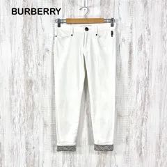 BURBERRY BLUE LABEL バーバリーブルーレーベル ワンポイントロゴ チェック ストレッチ パンツ ホワイト