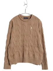 【お得なクーポン配布中!】 ポロ ラルフローレン ロールネック コットン ニット セーター レディース L  / 古着 長袖ニット ケーブル シンプル ワンポイント ブラウン