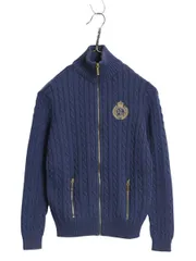 【お得なクーポン配布中!】 00s ローレン ラルフローレン フルジップ コットン ケーブル ニット セーター レディース XS 古着 オールド ポロ ハイネック ドライバーズ