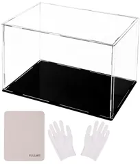 【UVカット】 透明収納ケース 高透明度 組み立て 簡単 防汚れ コレクションケース 手袋 クリーニング アクリル クロス付き お手入れ方法 説明書 フィギュアケース (縦30 x 横20 【選べるサイズ】フルミット x 高20cm)