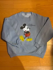 グッドフェード　90s Velva Sheen　ベルバシーン　 Disney　ディズニー　ミッキーマウス　スウェット　トレーナー　パーカー　アメカジ　ブルー　ヴィンテージ　ビンテージ