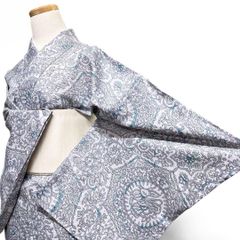 未着用 小紋 単衣 洗える着物 花紋 唐草紋様 着物 046k - メルカリ