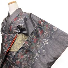 大島紬 小紋 身丈157 裄64 紬 唐花模様 大輪 着物 051b - メルカリ