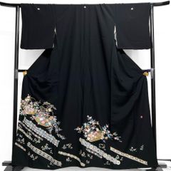 黒留袖 寿光織 作家もの 鳳凰 花紋 花菱 唐花 金糸 着物 063b - メルカリ