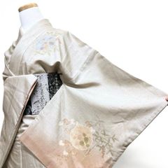 総刺繍 訪問着 身丈159 相良刺繍 紬地 花紋 正絹 着物 033b p - メルカリ