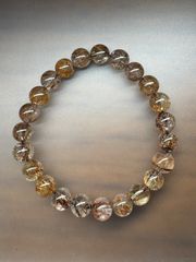 高透明 ゴールドコッパールチルクォーツ ブレスレット 8mm 内径16cm