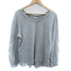 イッカ ikka カットソー 長袖 Vネック 刺繍 L グレー /SM2