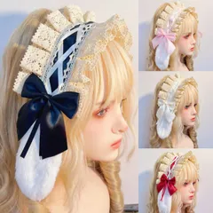 ヘアバンド 純綿 レース リボン フランス風 かわいい イースター コスプレ バニー耳