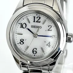 【セイコー レディース 腕時計 稼働 電波ソーラー 磨き済み】SEIKO 美品 白文字盤