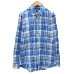 ポロ ラルフローレン POLO RALPH LAUREN カジュアルシャツ 長袖 チェック柄 ボタンダウン S ブルー /SY54 ■ECD001