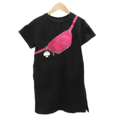 ケイトスペード KATE SPADE ワンピース ミニ丈 半袖 ラウンドネック プリント モチーフ付き 150 黒 ブラック /SY6 ■ECD001 女の子