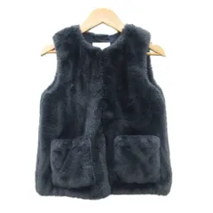 ザラ ZARA フェイクファーベスト クルーネック ミドル丈 130 紺 ネイビー /HO54 ■GY66 女の子