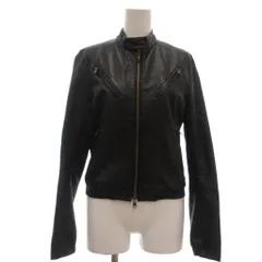 アダムエロペ Adam et Rope' レザージャケット 羊革 38 スタンドカラー フルジップ ショート ハーフ丈 黒 ブラック /ML ■ECD001