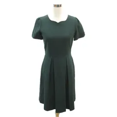 カールパークレーン KarL Park Lane ワンピース ひざ丈 半袖 スクエアネック 11号 モスグリーン /SY23 ■ECD001