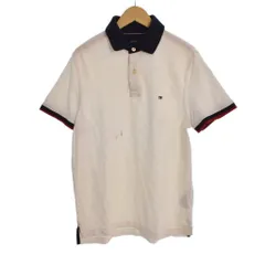 トミーヒルフィガー TOMMY HILFIGER ポロシャツ 半袖 ワンポイント ロゴ M 白 ホワイト ■ECD001