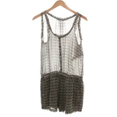 ザラ ベーシック ZARA BASIC タグ付き オールインワン チュニック ショートパンツ 総柄 シアー S 黒 ブラック 白 ホワイト /JS ■ECA001